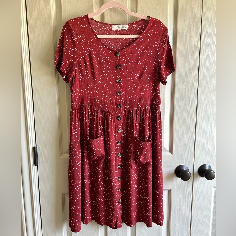 Rust colored dress with pattern